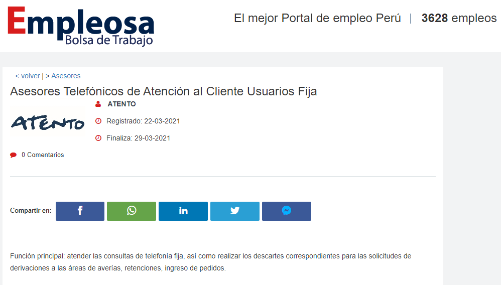 Asesores Telefónicos de Atención al Cliente Usuarios Fija