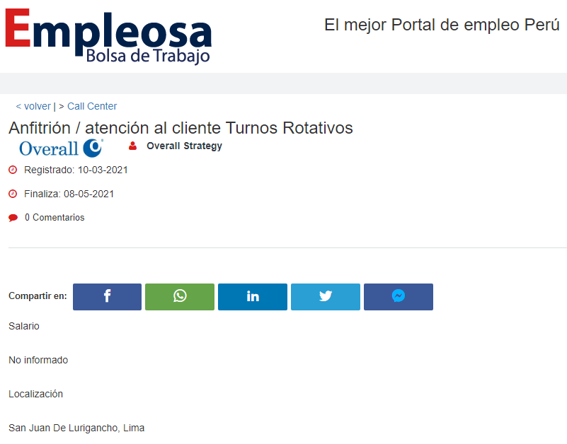 Anfitrión / atención al cliente Turnos Rotativos