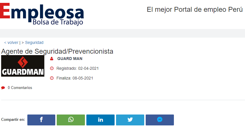 Agente de Seguridad/Prevencionista