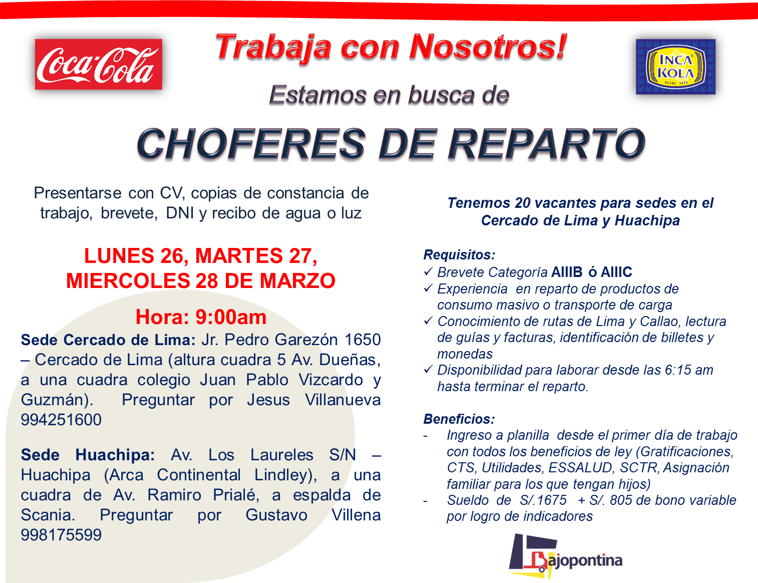 CHOFERES DE REPARTO DE GASEOSAS